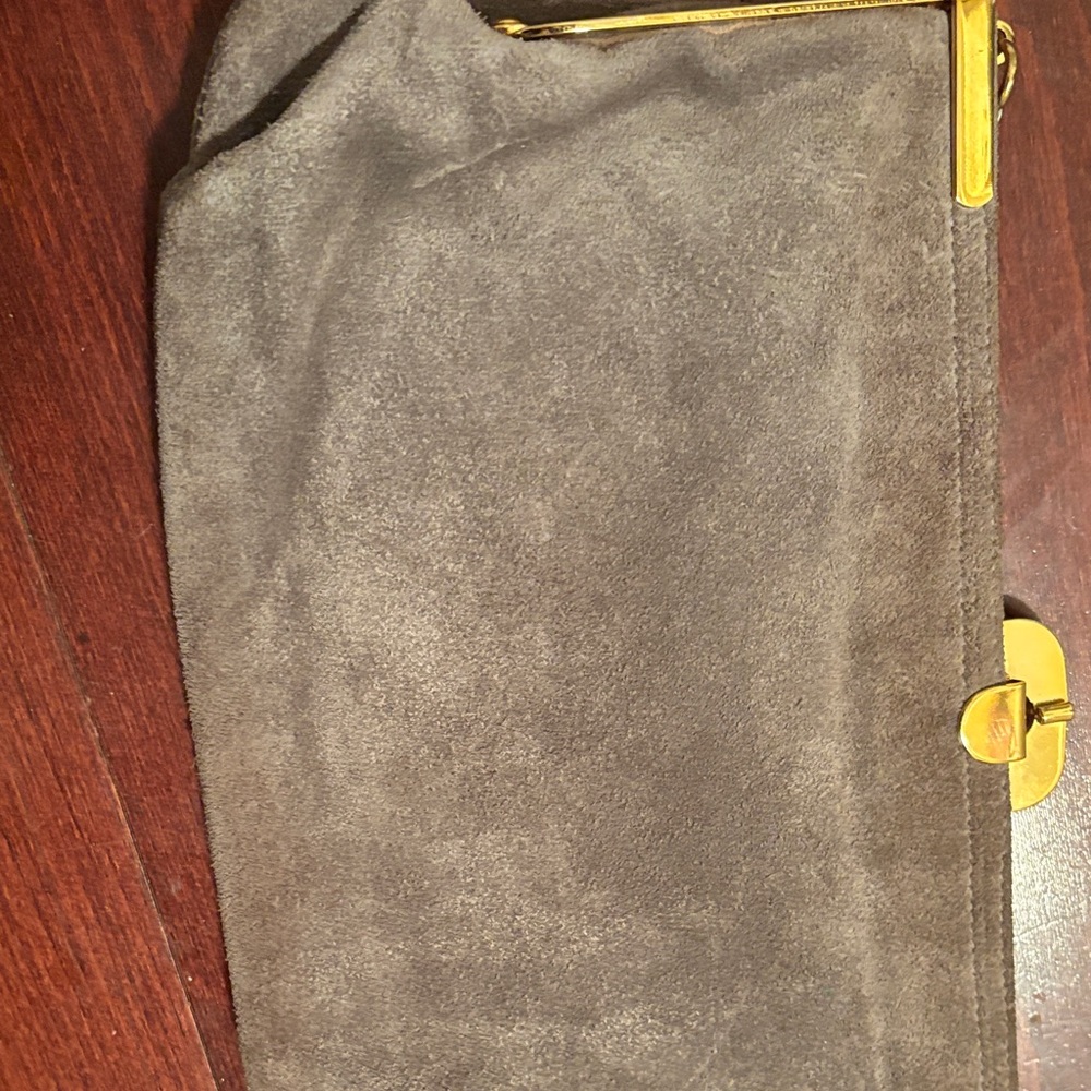 Grey suede purse snap closure vintage